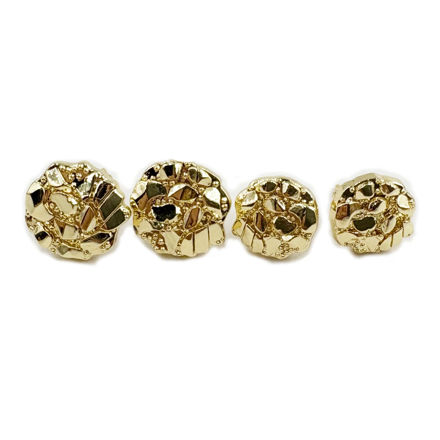 14k Gold Plated 12mm round Stud Earrings for Men And Women Fashion Jewelry Irregular Geometric Shape Gold Nugget Earrings