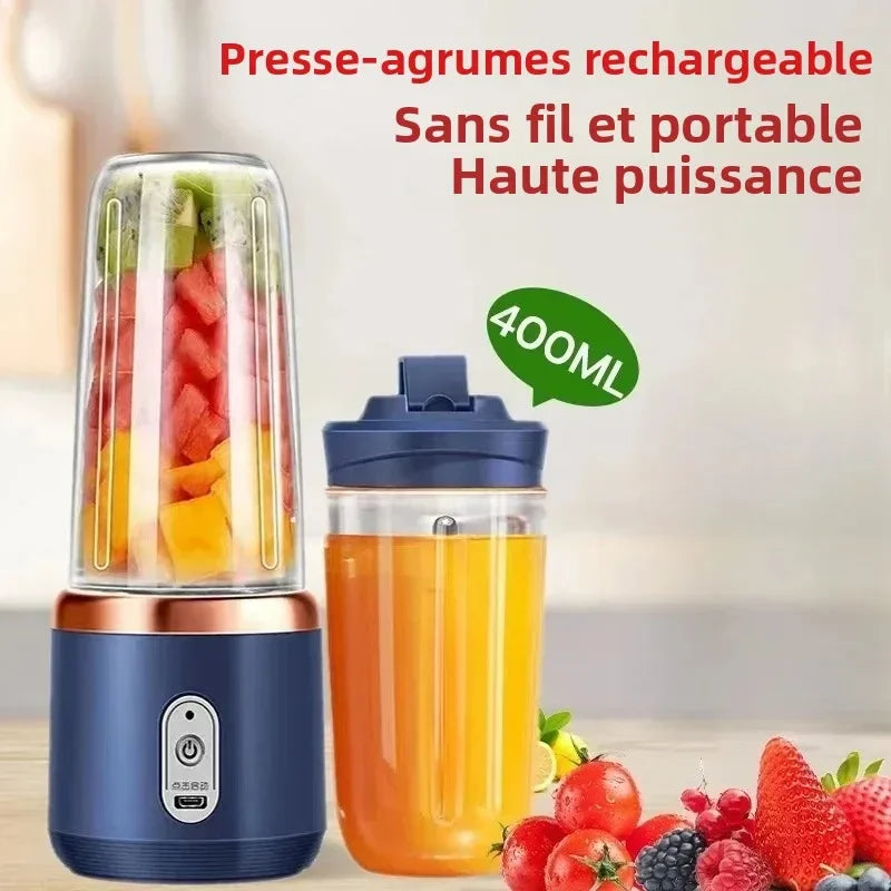 6 Blade 400ml Portable USB Blender Electric Travel Juicer Cup Mini Kitchen Tool for Smoothies Shakes