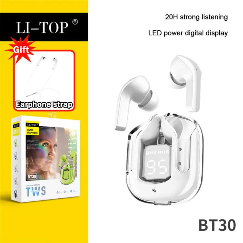 RYRA TWS Bluetooth 5.1 Earphones With Charging Box Wireless Headphone Stereo Sports Transparent Digital Display Earbuds Headsets