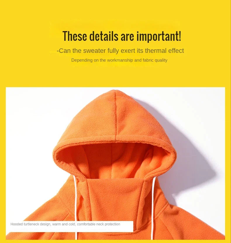 2026 Men's Thick Polar Fleece Sweatshirt Paired Couple Y2k Streetwear Autumn Winter Hood Sports Black Windproof Oversized Hoodie