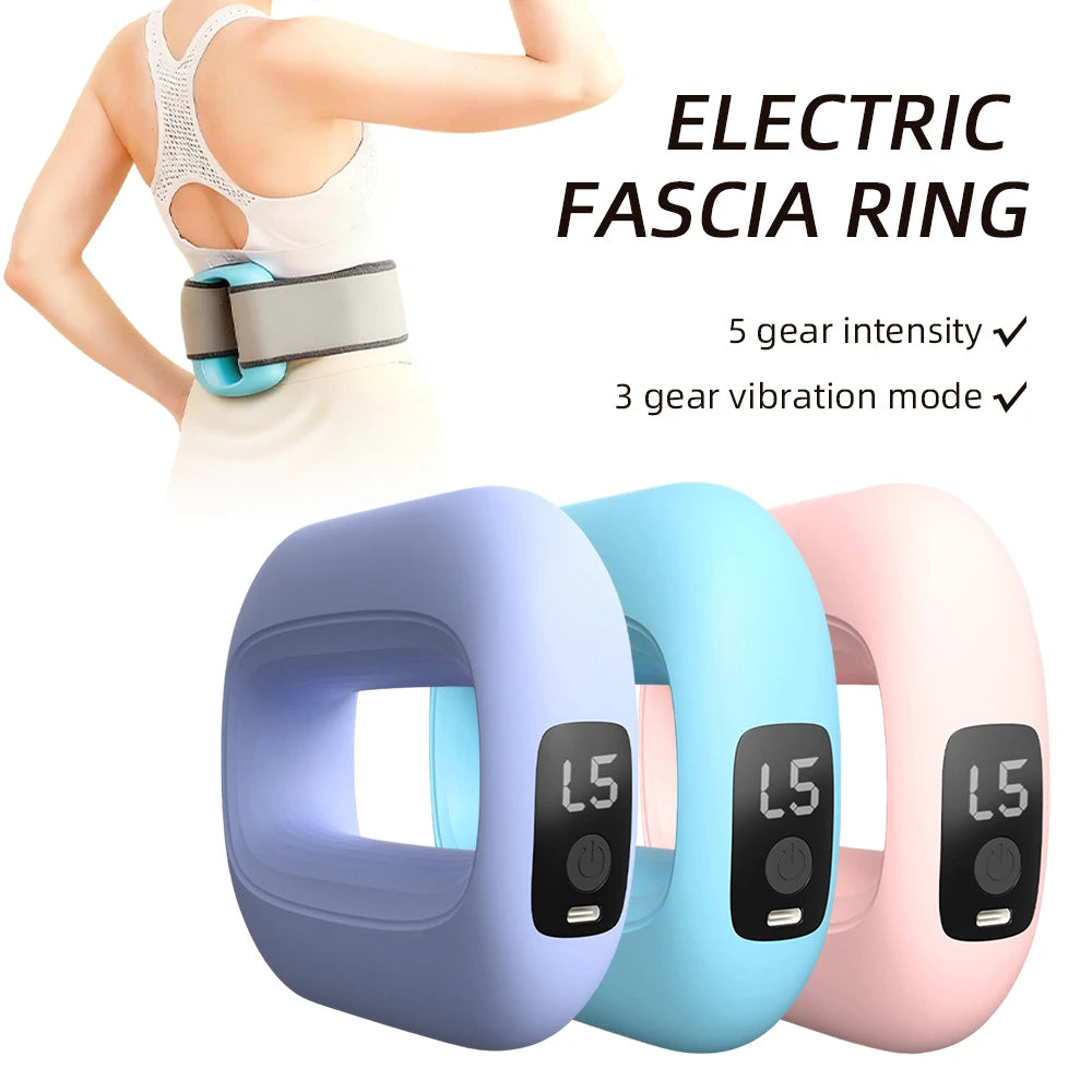 Electric Body Vibration Fascia Ring Fitness Massage Ring Body Shaping Massager Abdomen Belly Waist Deep Tissue Massage Device
