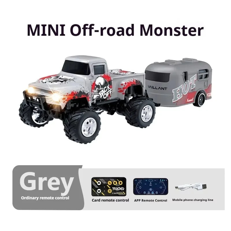 Little Monster 1/64 Rc Car Mini 2.4Ghz Remote Control Cars with Cool Spray Painting Pattern Rc Off-road Vehicle Boy’s Toys Gifts
