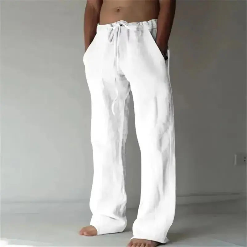 summer spring 2025 New Men's Cotton Linen Pants Male Autumn New Breathable Solid Color Linen Trousers Fitness Streetwear S-3XL