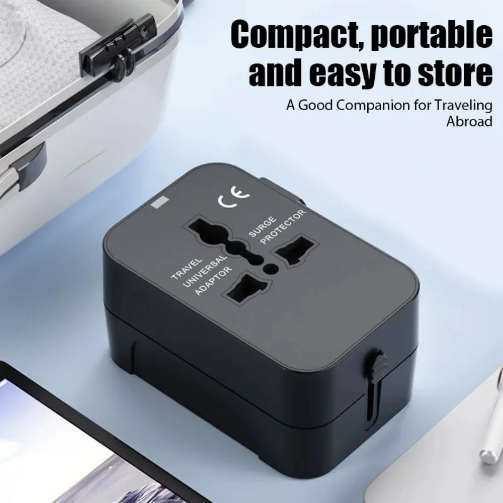 Universal Travel Adapter EU/UK/US/AU/AC Plug Power Charger Adapter With USB Type-C Ports All-in-One Foldable Converter Socket