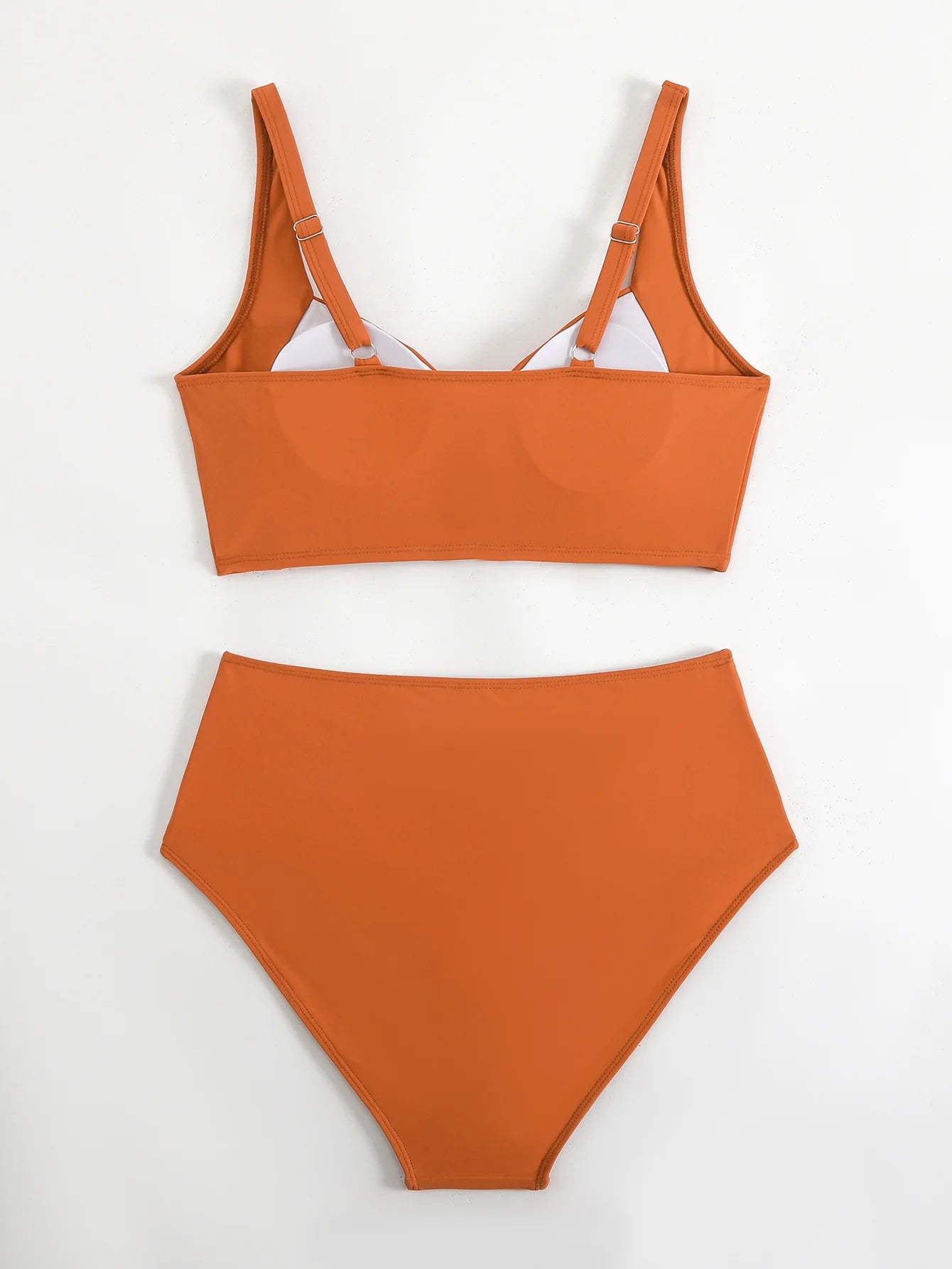 2025 New Summer Sexy High Waist Two-piece Bikini Set Solid Women Sling Swimsuit Cross Gathered Swimwear Tight Beach Bathing Suit