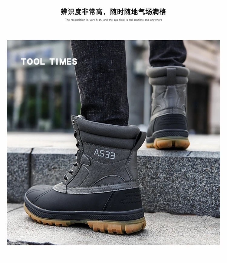 Plus Size 47 Outdoor Men Boots Winter Snow Boots for Men Training Work Boots Waterproof Slip-Resistant Keep Warm Winter Shoes