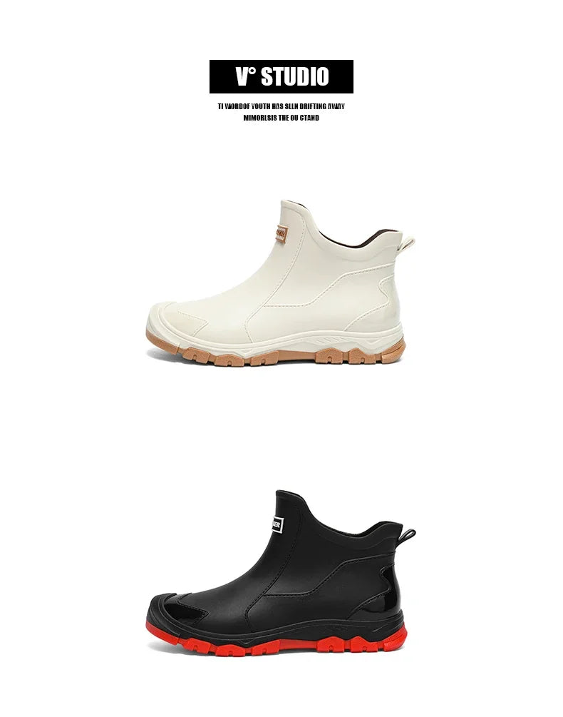 Waterproof Cross-Border Men's Rain Shoes Fashionable Short Socks Thickened Warm Rubber Work Anti-Slip Fishing Kitchen Rain Boots