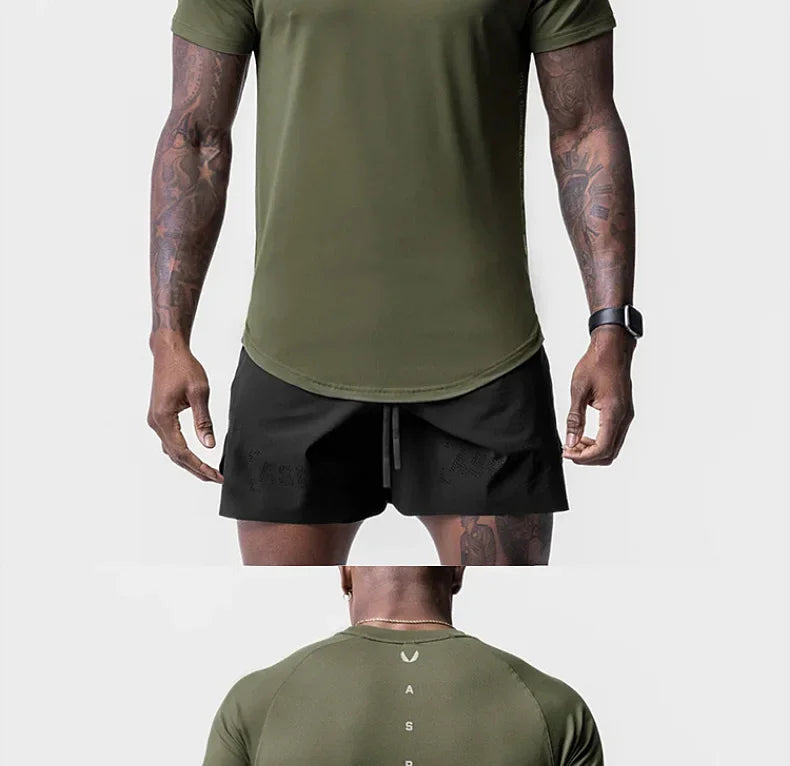 Men's Quick Dry Fitness T-Shirt Gym Running Sportswear Summer Breathable Workout Tee Bodybuilding Muscle Shirt Casual Activewear