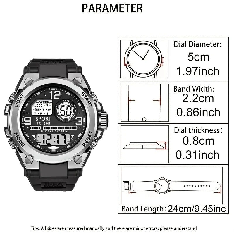 Top Luxury Electronic Watch for Man Outdoor Sport Watch Stopwatch Waterproof Calendar Digital Clock 24355