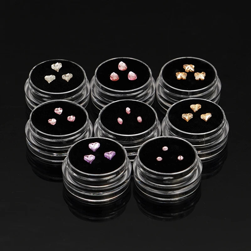 3pcs/Box Dental Tooth Gems Teeth Crystal Ornament Metal Tooth Gems Various Shape Beauty Oral Decorations