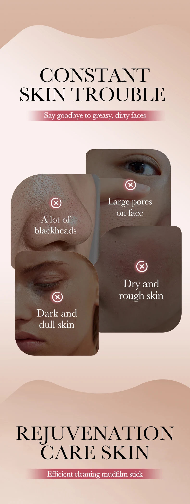 SADOER Green Tea Rose Face Masks Stick Clay Mask Shrink Pores Deep Blackhead Remover Facial Cleansing Moisturizing Facial Masks