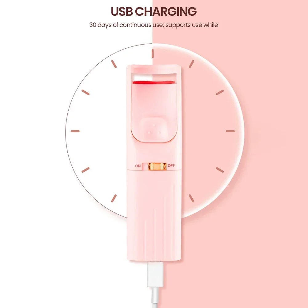 Portable Heated Eyelashes Curling Tool, Natural Fake Eye Lash, Beauty Supplies, USB, 3 Temperature Mode