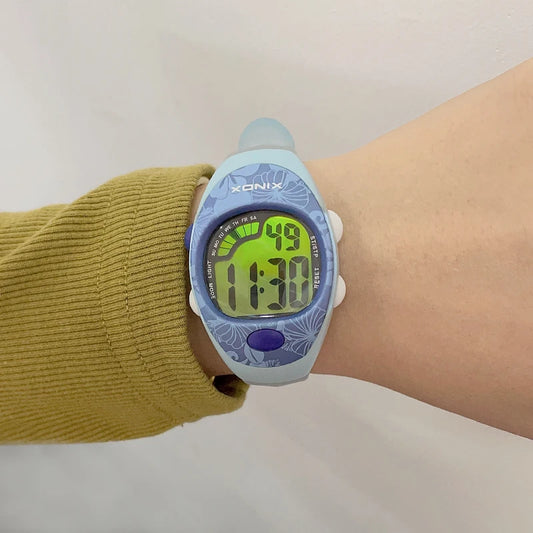 XONIX Woman Student Multi-function Waterproof 100m Sports Swim Dive Alarm Stopwatch Luminous Electric Watch LJ