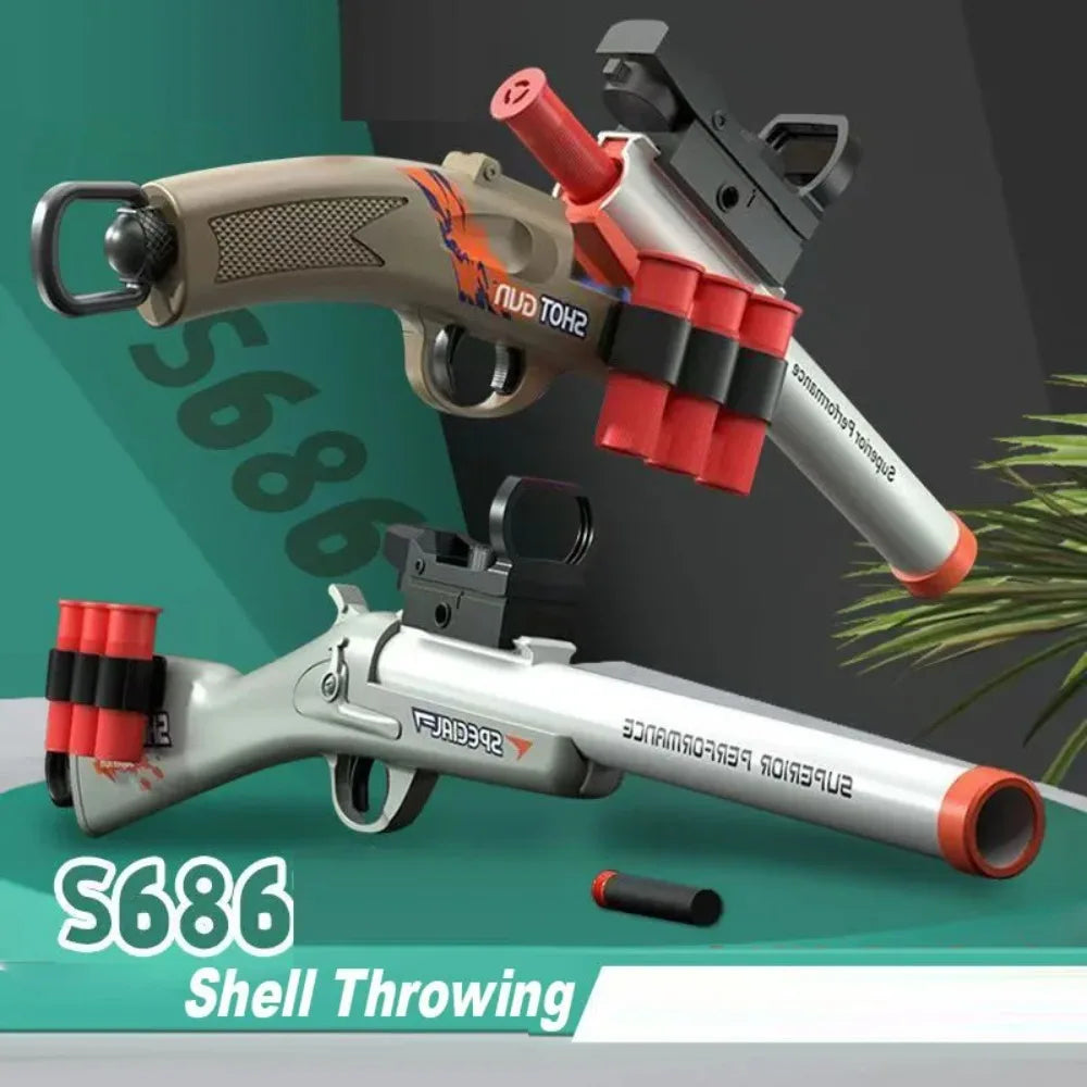 S686 Spray Shell Soft Bullet Gun Can Be Fired Toy Gun Manually Loaded Outdoor Sport CS Game Weapon for Children Boys Gift