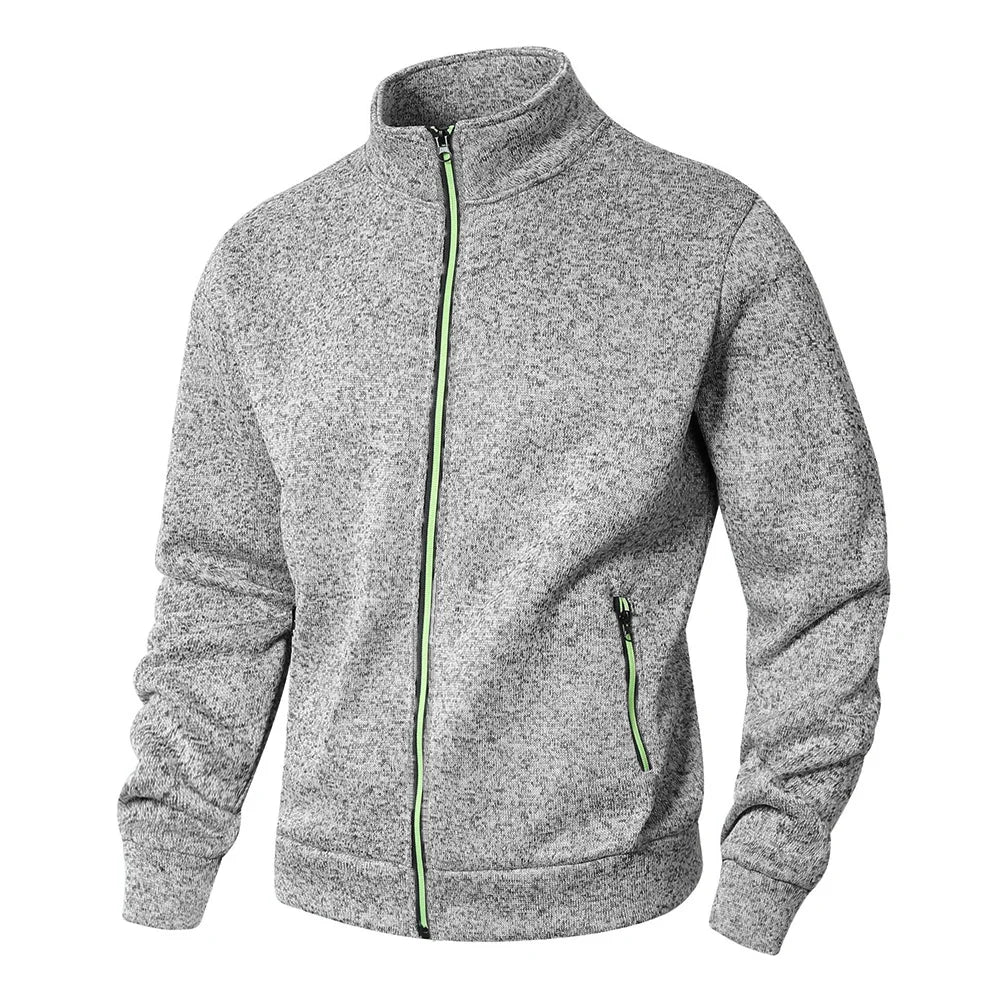 Men's Stand Collar Jacket Cardigan Casual Spring and Autumn Zip Up Sweatshirt for Men
