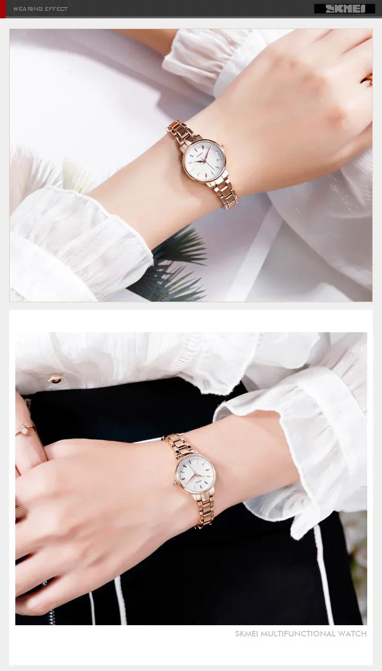SKMEI 1410 Wrist Waterproof Stainless Steel Women Watches Luxury Montre Femme Quartz Watch Women Fashion Ladies Watches