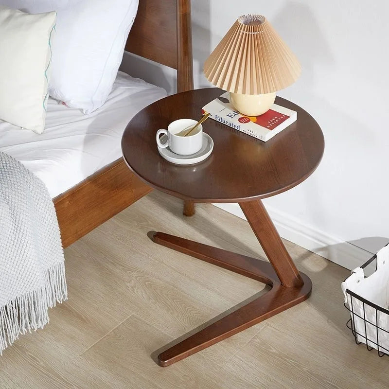 Coffee Table Solid Wood Round Side Table Sofa Bedside Small Living Room Hotel Guesthouse Minimalist Portable Folding Furniture