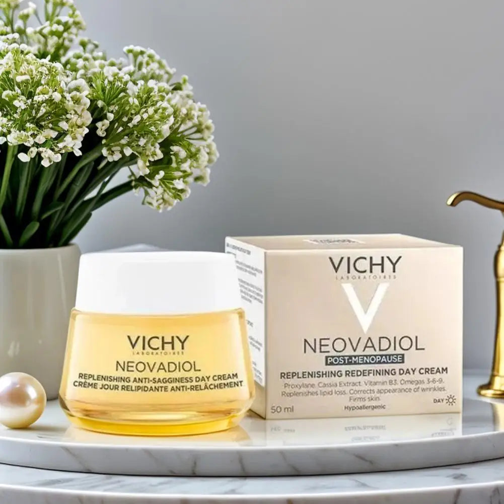 Vichy Collagen Night Cream  Day Cream Dryness Relief Brighten Skin Tone Moisturizes Fades Dark Spots Wrinkles Improves Skin Car