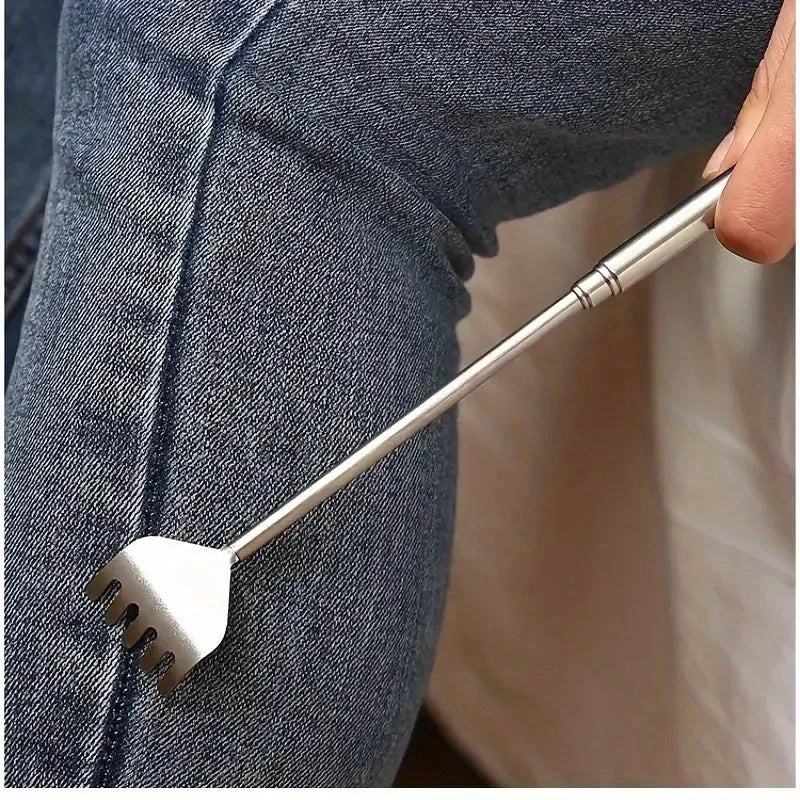 Stainless Steel Retractable Back Scratcher - Extendable Itch Relief Tool with Non-Ticking Scratching Artifact, Portable Back Rak