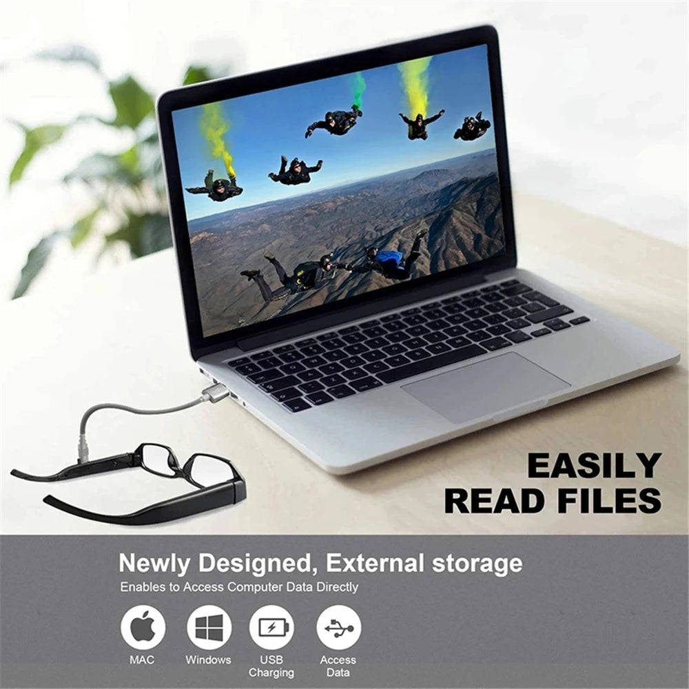 New Glasses With 1080P Outdoor Sports Camera Mini Wifi Intelligent Headset Glasses 110 Wide Angle Lens APP Control Action Camera