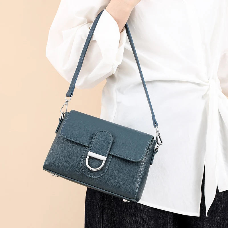 Luxury Brand Genuine Leather Handbag Women Fashion High Quality Solid color Cow Leather Shoulder Crossbody Bag Female Tote Bags
