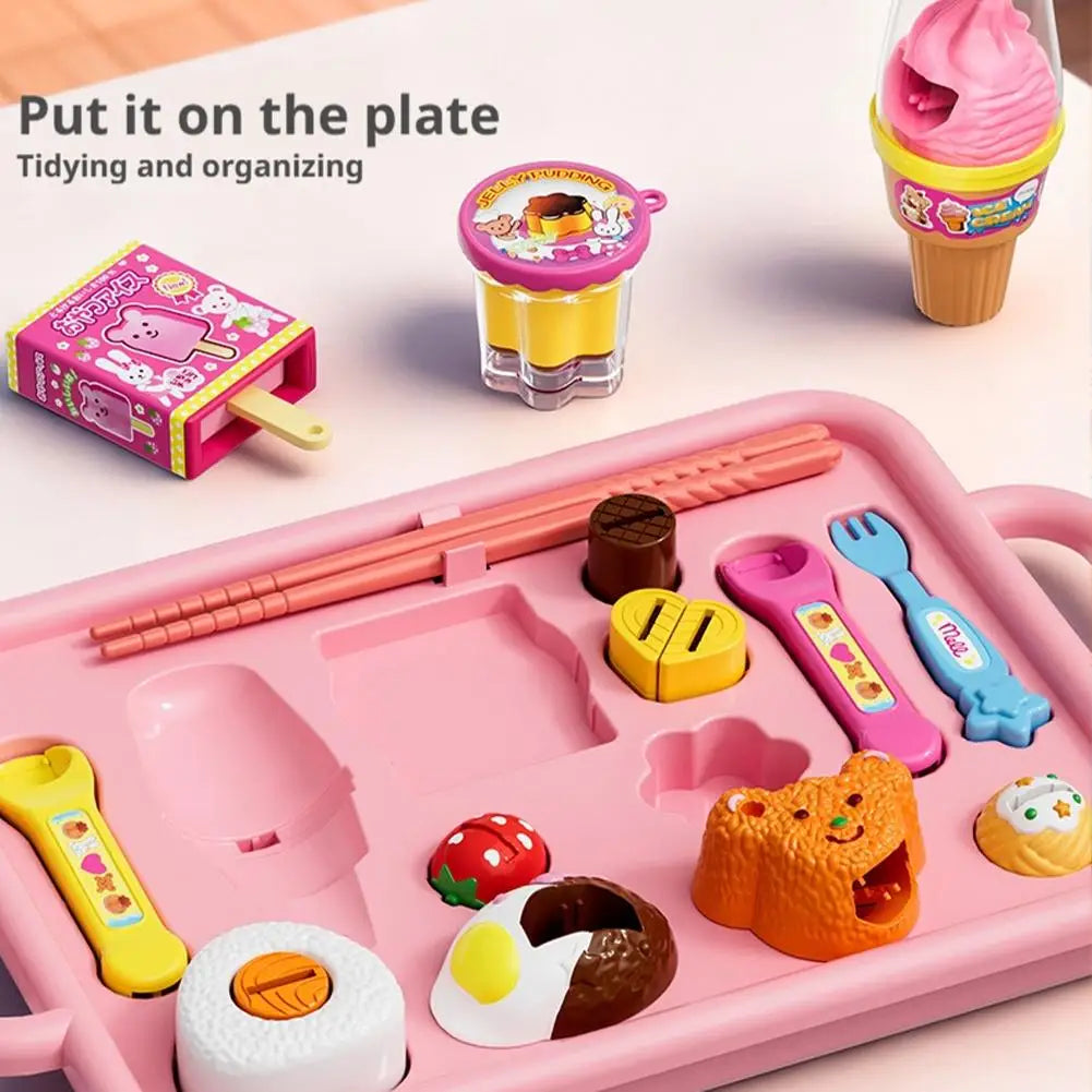NEW Food Feeding Pudding Feeding Ice Cream Toy Set Early Education Food Platter Role Play Fun Children Girl Play House Toys Gift