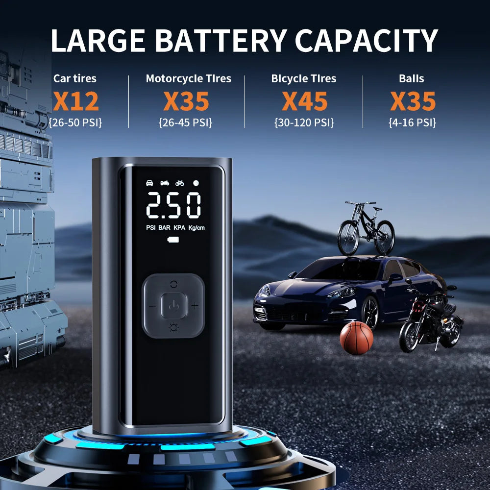 Car Inflator Compressor Pump With LED Lamp For Car Motorcycle Bicycle Tyre Balls Wireless Electric Car Air Tire Pump