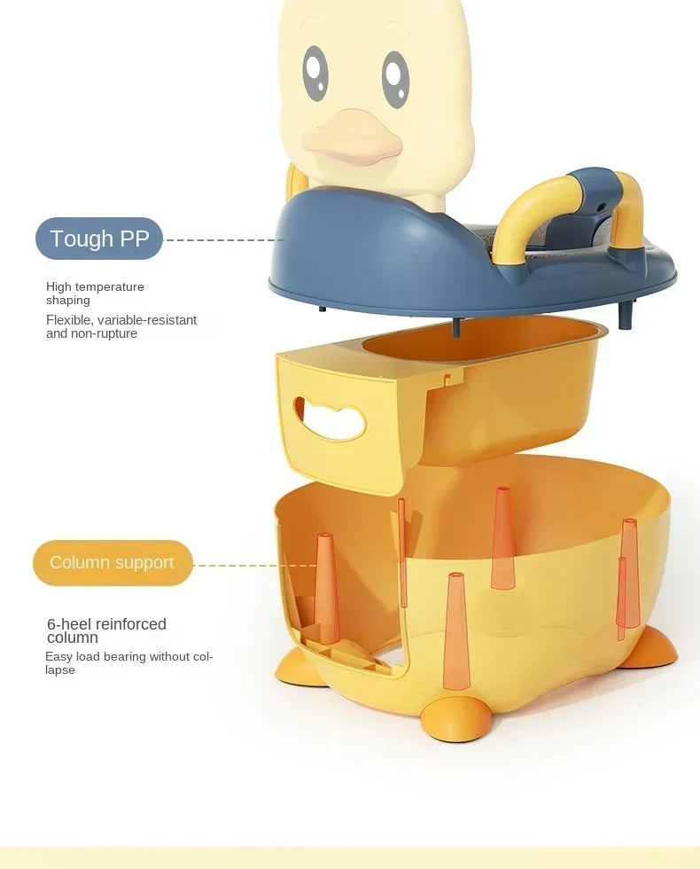 Potty Training Toilet for Kids Household Cute Cartoon Duck Soft Hard Cushion Clamshell Waist Guard Toilet Baby Toilet Supplies