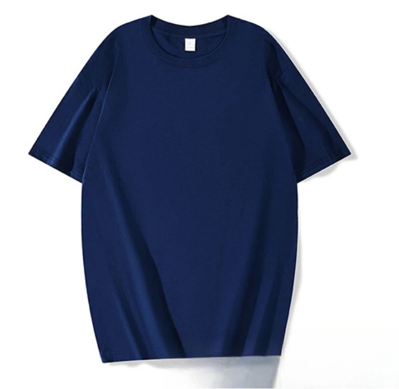 Plus Size Four-season Pure Cotton Solid Color T-shirt Couples Featuring Long Sleeves Dropped Shoulders Custom-made Cultural