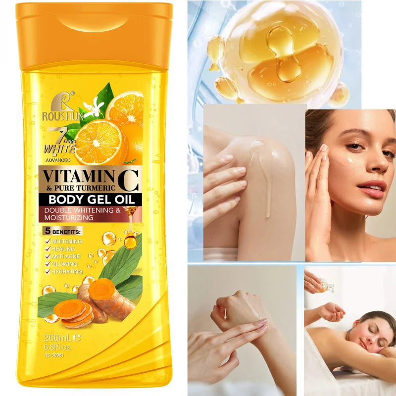 200ML VITAMIN C PURE TURMERIC Body OIL Moisturizing Essential Oil Body Oil Unisex Full Body Skincare Oil，Moisturizing Body Oil