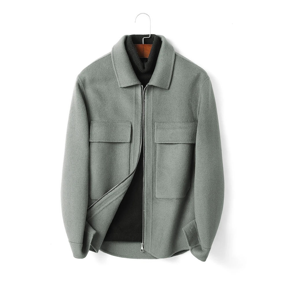 DAVIDSHAO Top Quality EU US Size Luxury Casual Wear Men Wool Coat Jacket Autumn Winter New Style Turn-Down Collar Vintage Coat