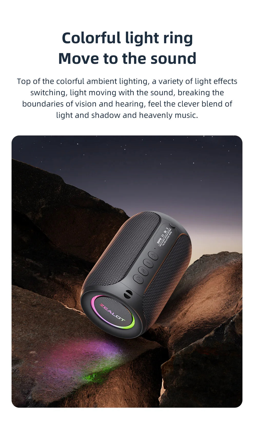 ZEALOT-S62M Karaoke Machine Portable Bluetooth 5.3 Speaker System with 1-2 Wireless Microphones Home Family festival Gifts