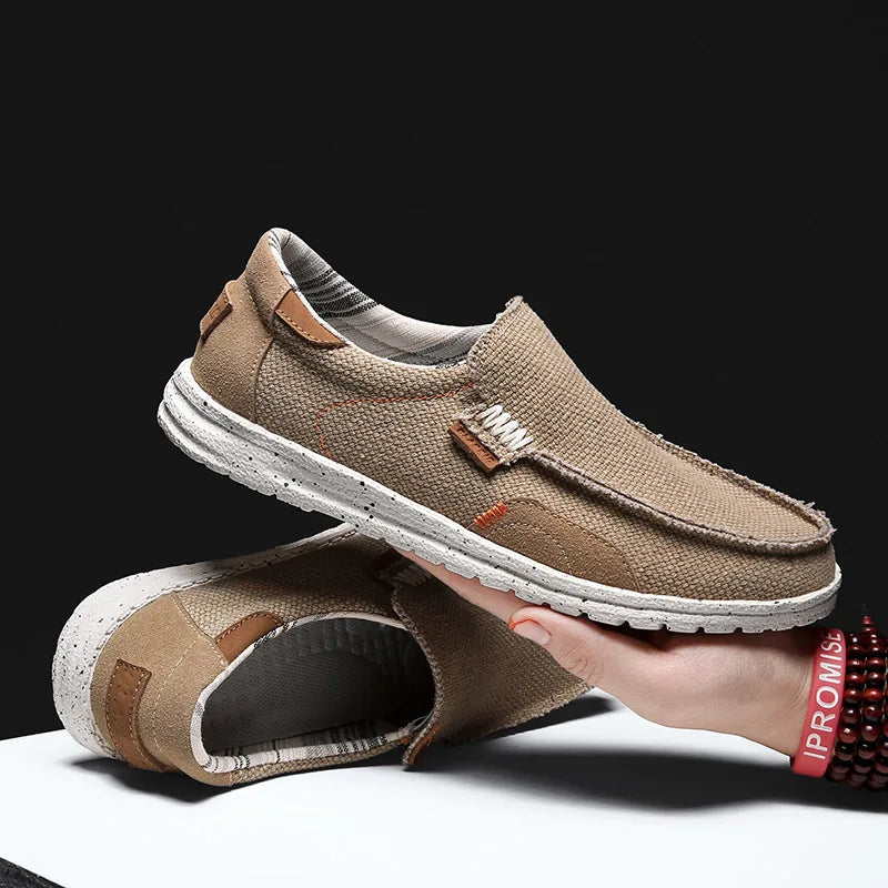 Men Canvas Shoes Slip On Loafers Summer Breathable Sneakers Men Comfty Casual Men Shoes Lightweight Flats Men Walking Zapatos