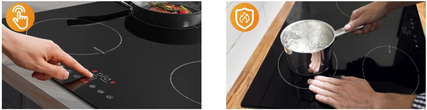 NOXTON Induction Hob 3-Burner, 60cm Built in Induction Hob, Electric Hob with Touch Control, Timer, Safety Lock, 5200Watts, wi