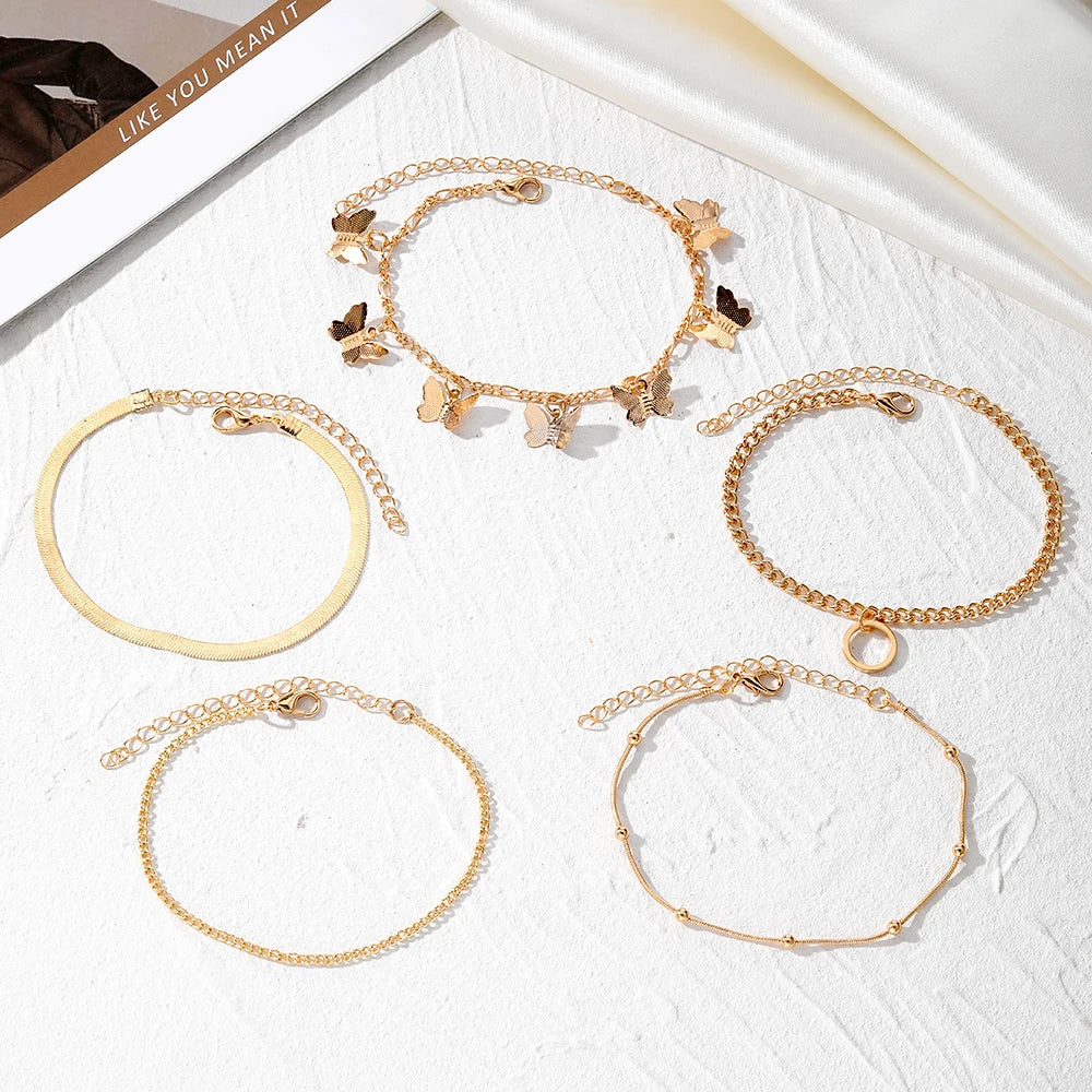 IPARAM Personality Lock Key Crystal Chain Bracelets Love Cupid's Arrow Opening Bangles Set Woman Trendy Accessories