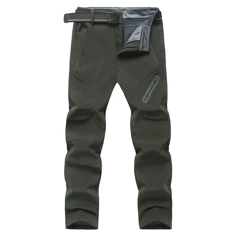 2024 Big Size Waterproof Pants Men Soft Shell Fleece Warm Trousers Male Outdoor Plus Large 9XL 4XL 8XL Work Winter Autumn Black