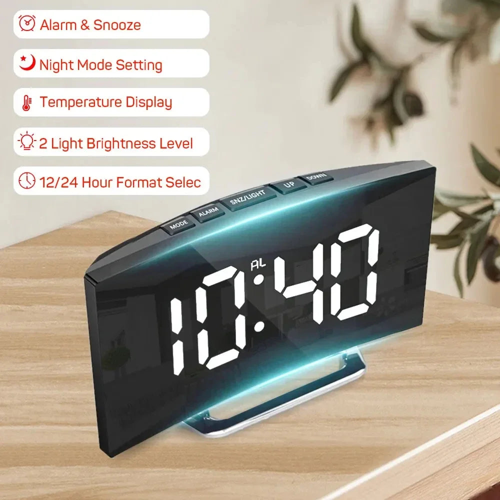 LED Digital Electronic Clock Backlight Large Number Alarm Clock Temperature Calendar Bedside Table Nightlight Home Decoration