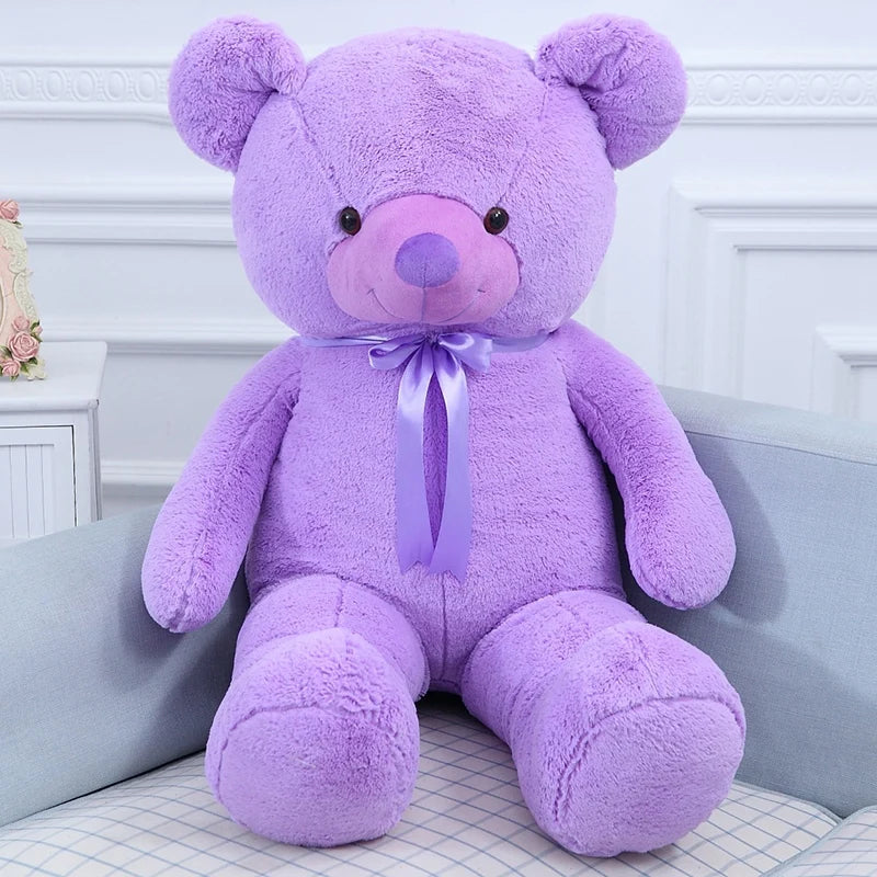 60-120cm New Giant Purple Bear Plush Toys Hug Figurine Ribbon Dolls Valentine's Day Birthday Gift for Girlfriend