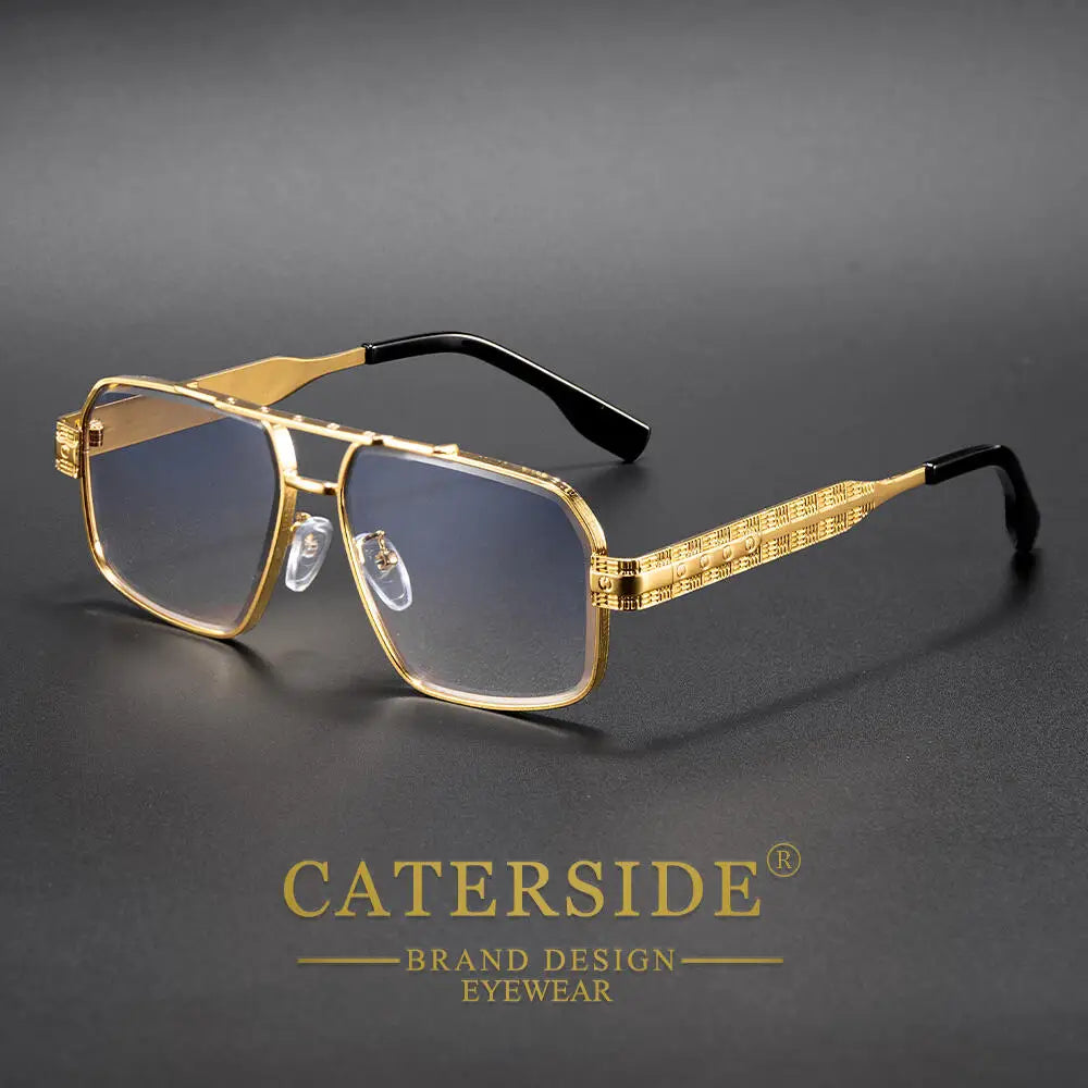CATERSIDE Men's Luxury Sunglasses High-Quality Metal Frame Sun Glasses Fashion Women's Outdoor Travel Decoration Glasses Uv400