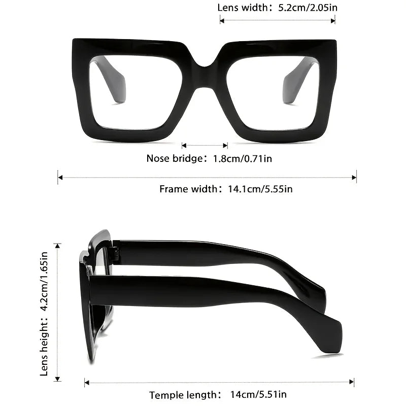 4Elegant Square Transparent Lens Glasses - Retro Style，PCFrame，It's an ideal gift for friends and family members，Very suitable f