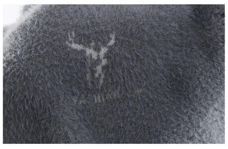 Thickened Winter Semi High Neck Knitted Sweater with Anti Pilling Splicing Men's Casual Long Sleeved Bottom Printed Pullover