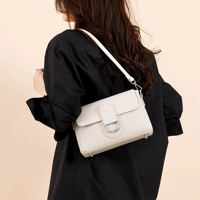 Luxury Brand Genuine Leather Handbag Women Fashion High Quality Solid color Cow Leather Shoulder Crossbody Bag Female Tote Bags