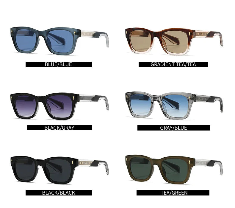Hot Sale New Polarized Sunglasses Male Fashion Black Travelling UV400 Shades Men Women Classic Square High Quality Rivet Glasses