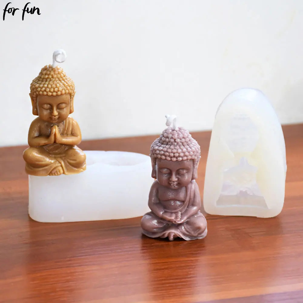 For fun 3d Buddha Silicone Candle Mold Church Buddha Incense Candle Plaster Decoration Mold DIY Church Candle Home Decor