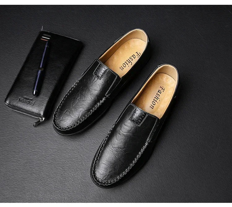 Men Dress Shoes Natural Leather Men's Brand Shoes Sale Formal Shoe Men's Cowhide Italian Genuine Leather Loafers Footwear Casual
