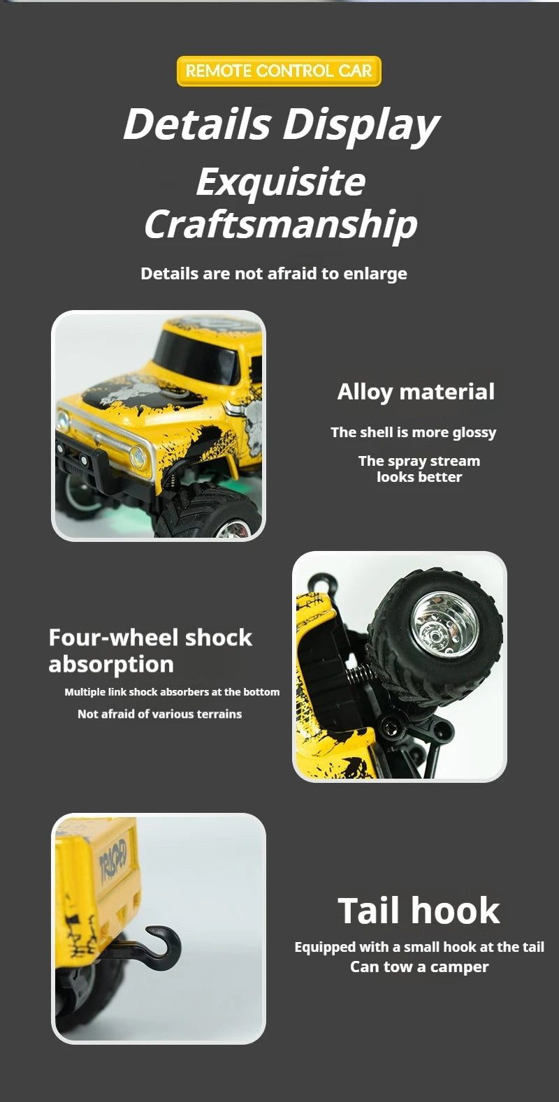 Little Monster 1/64 Rc Car Mini 2.4Ghz Remote Control Cars with Cool Spray Painting Pattern Rc Off-road Vehicle Boy’s Toys Gifts