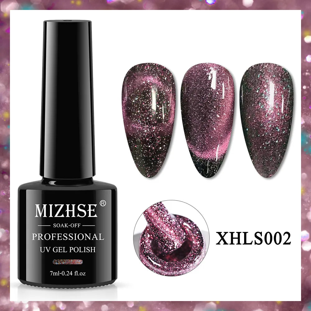 MIZHSE 7ML Reflective Top Coat Gel Nail Polish Shiny Glitter Vernis Semi Permanent Varnish Nail Gel Polish for Manicure Nail Art