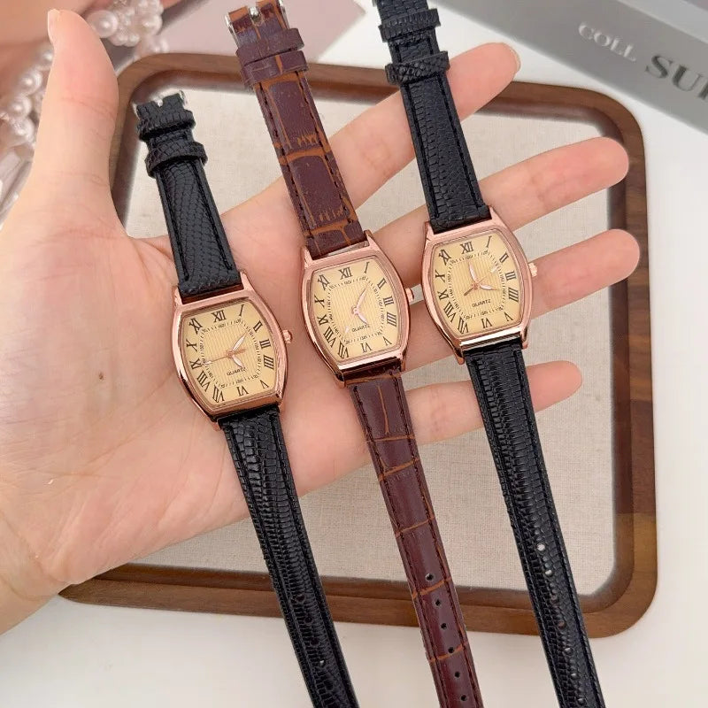 Simple Fashion Retro Brown Women Quartz Watches High Quality Ladies Wristwatches Vintage Leather Watchband Watch for Lovers Gift