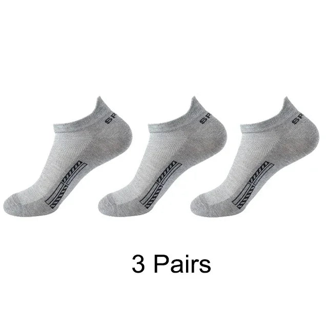 3Pairs Organic Cotton Men Socks Ankle Breathable Mesh Sports Sock Casual Athletic Summer Thin Short Sokken Plus Size EU36-44