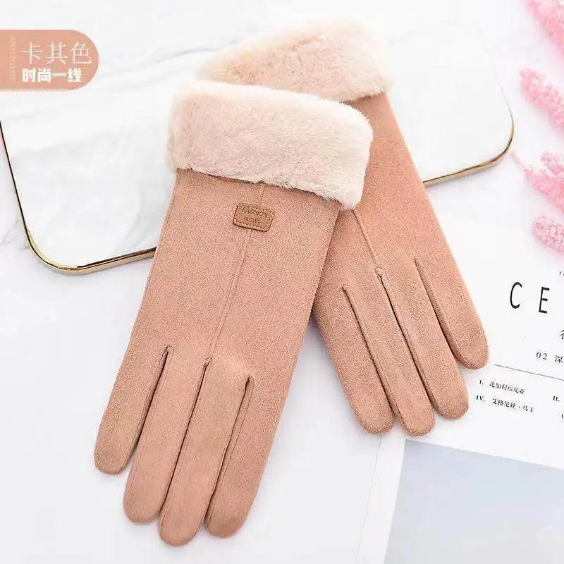 New Fashion Gloves Autumn Winter Cute Furry Warm Mitts Full Finger Mittens Women Outdoor Sport Female Gloves Screen